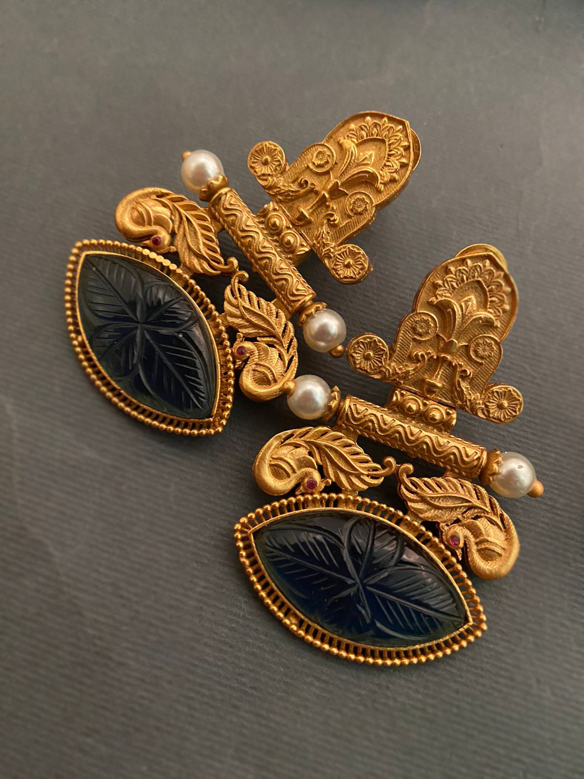 Carved Stone Detailing Earrings