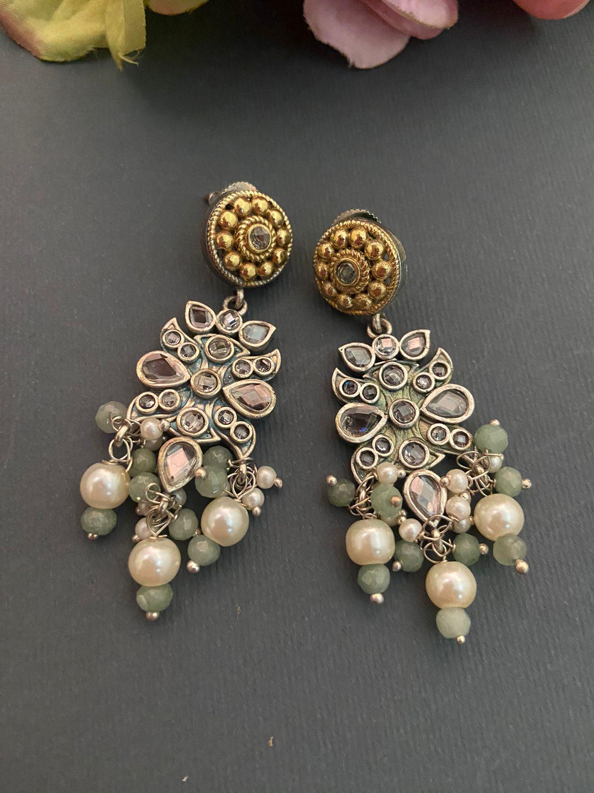 Kundan Crystal and Pearl Detailing Earrings