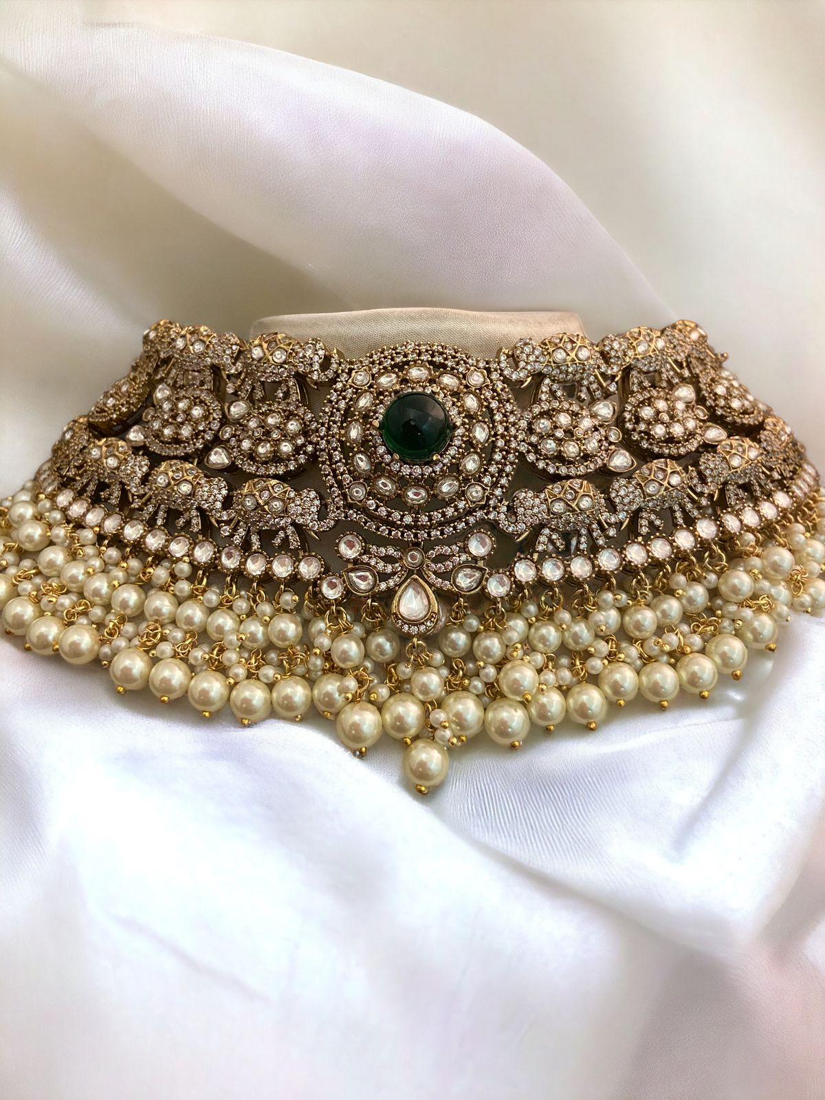 Elephant Motif Kundan Crystal Choker