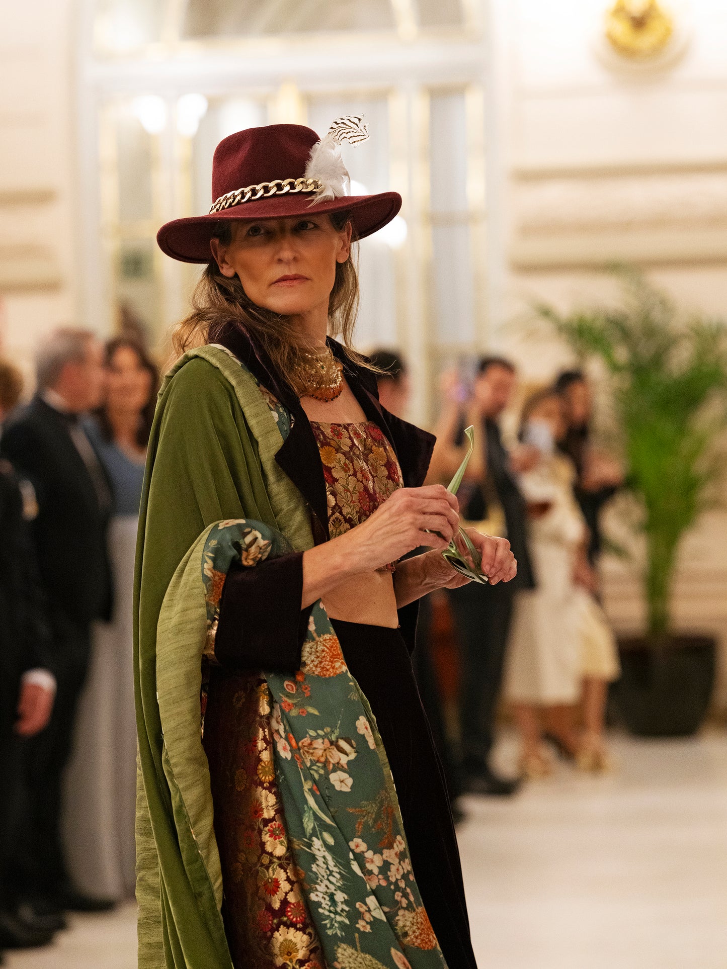 Mintish Green Velvet And Silk Shawl