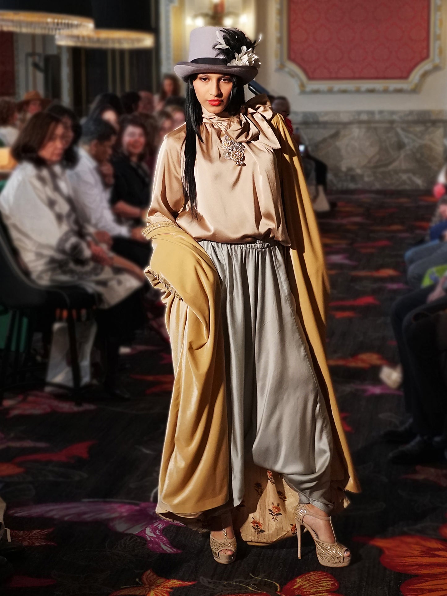 Silver Satin Silk Dhoti Pants