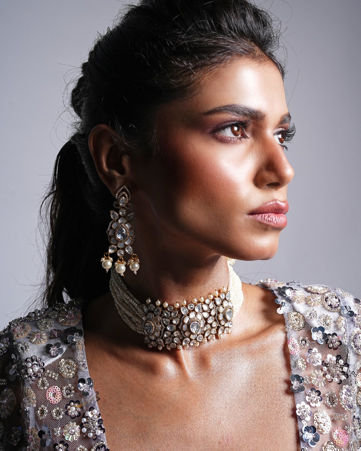 Mother of Pearl Choker & Earrings