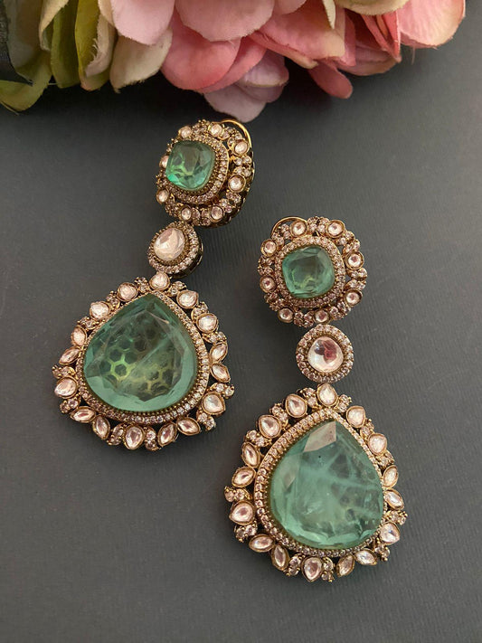 Pendientes colgantes de cristal Kundan