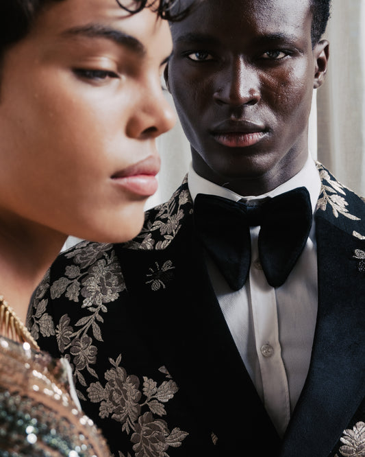 Black Silk & Velvet Tuxedo Set