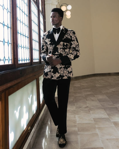 Black Silk & Velvet Tuxedo Set