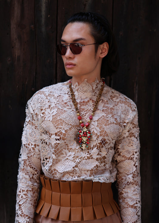 Statement Lace Top and Dhoti Hem pants set