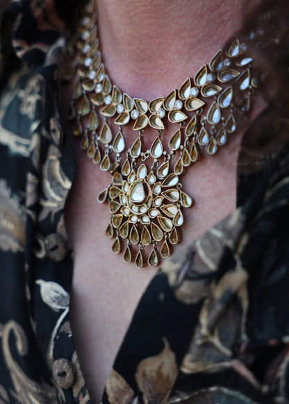 Black & Gold Paisley Print Silk Shirt & Harem Trousers Set